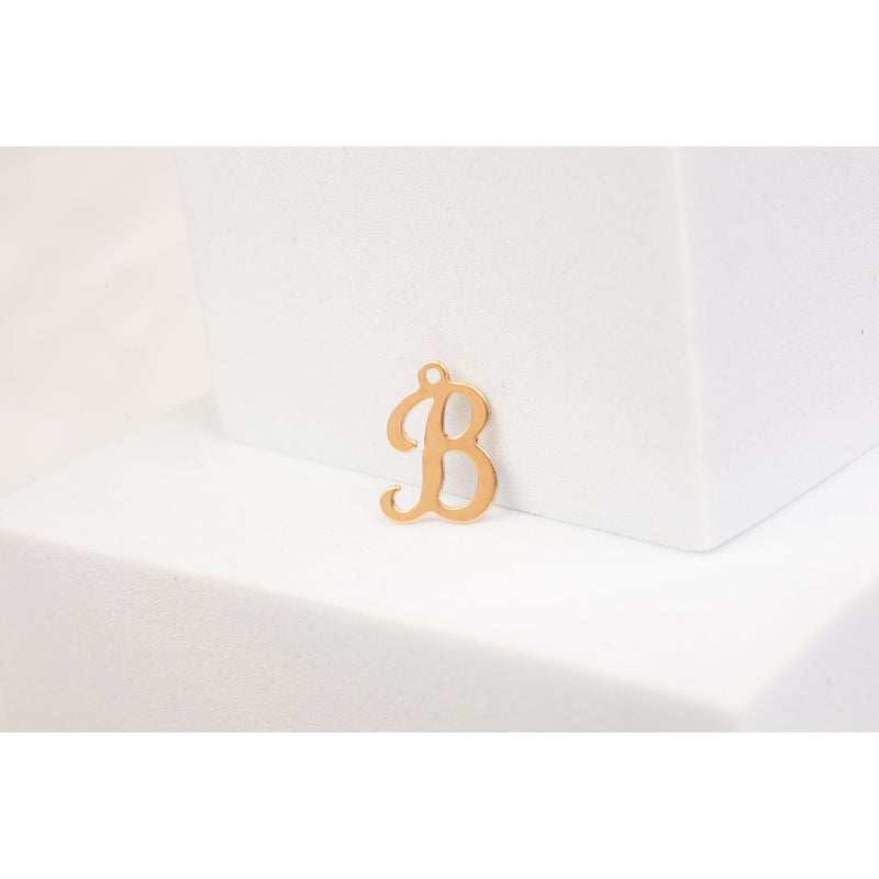 Load image into Gallery viewer, Yellow Gold  Letter  Gold Filled  Cursive  charm  B
