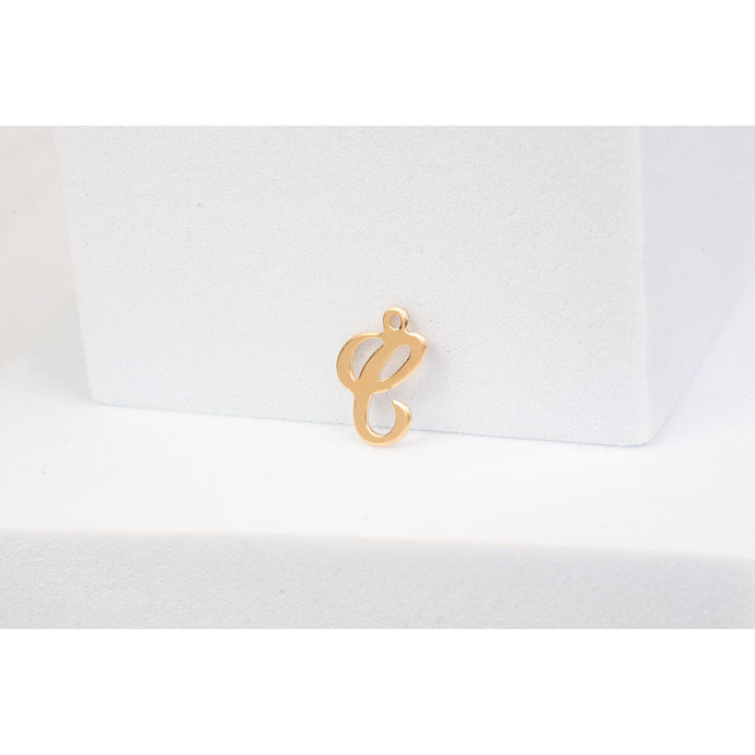Yellow Gold  Letter  Gold Filled  Cursive  charm  C permanent jewelry suplies