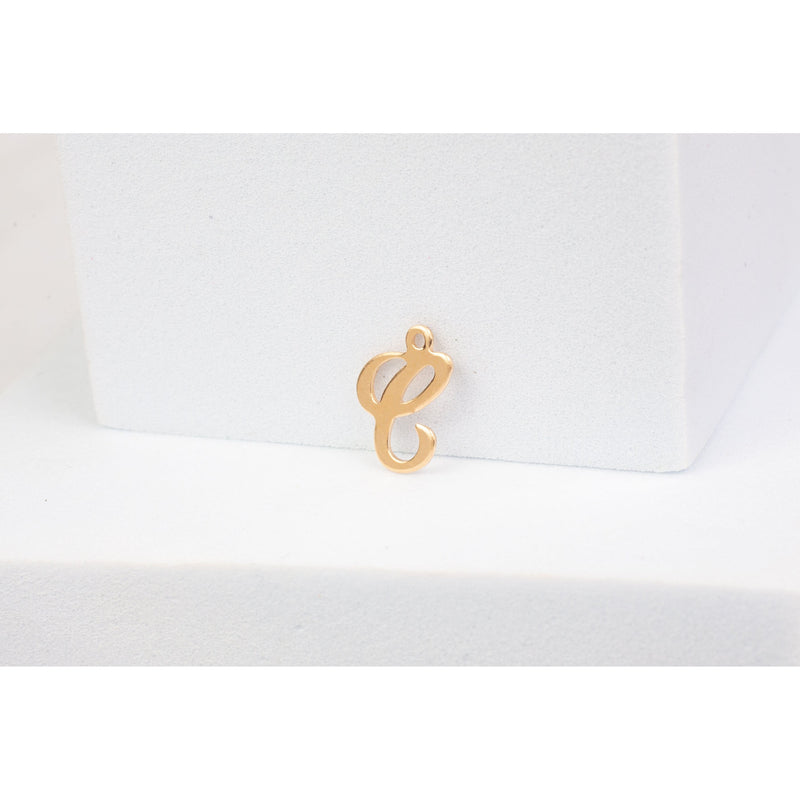 Load image into Gallery viewer, Yellow Gold  Letter  Gold Filled  Cursive  charm  C permanent jewelry suplies
