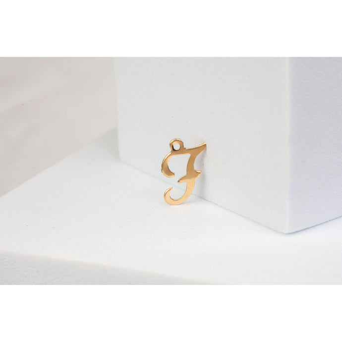 Yellow Gold  Letter  Gold Filled  F  Cursive  charm permanent jewelry supplies