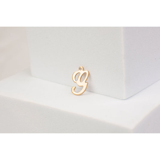Yellow Gold  Letter  Gold Filled  G  Cursive  charm