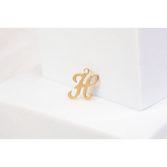 Yellow Gold  Letter  H  Gold Filled  Cursive  charm permanent jewelry supplies