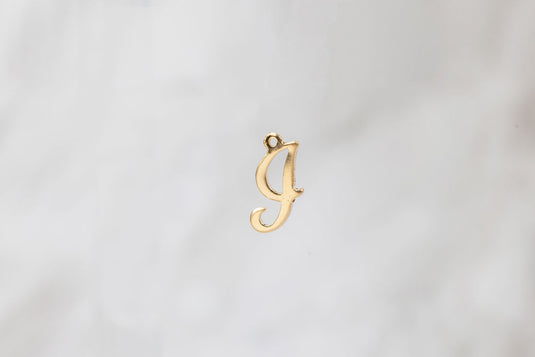 Gold Filled Yellow Cursive Script Style Letter Charm - I