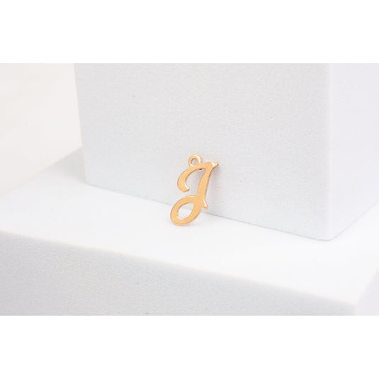 Cursive Script Style Letter Charm - 14K Gold Filled (Yellow)