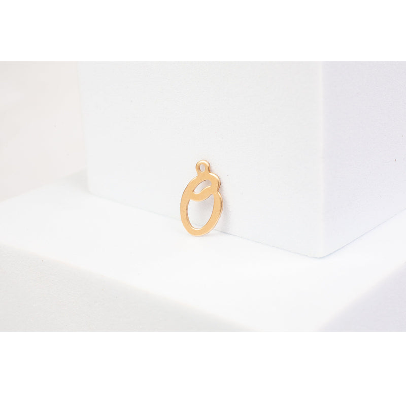 Load image into Gallery viewer, Yellow Gold  Letter o  Gold Filled  Cursive  charm permanent jewelry supplies
