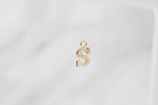 Gold Yellow Block Style Letter Charm - S