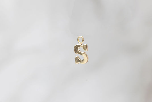Gold Yellow Block Style Letter Charm - S