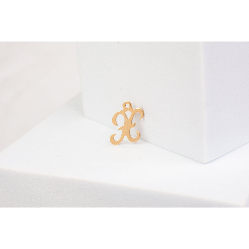 Load image into Gallery viewer, Yellow Gold  Letter X  Gold Filled  Cursive  charm permanent jewelry supplies
