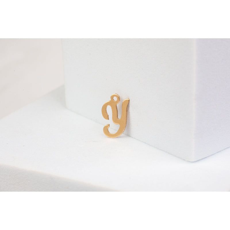 Load image into Gallery viewer, Yellow Gold  Letter Y  Gold Filled  Cursive  charm permant jewelry
