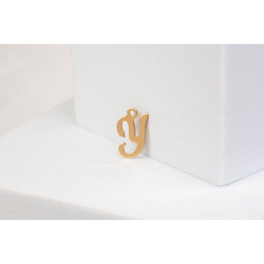 Yellow Gold  Letter Y  Gold Filled  Cursive  charm permant jewelry