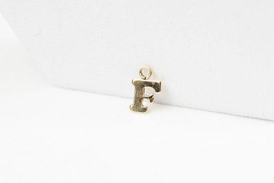 Block Style Letter Charm - 14K Solid Gold (Yellow)