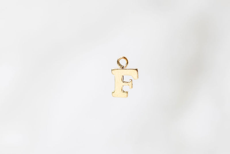 Load image into Gallery viewer, Gold Yellow Block Style Letter Charm - F
