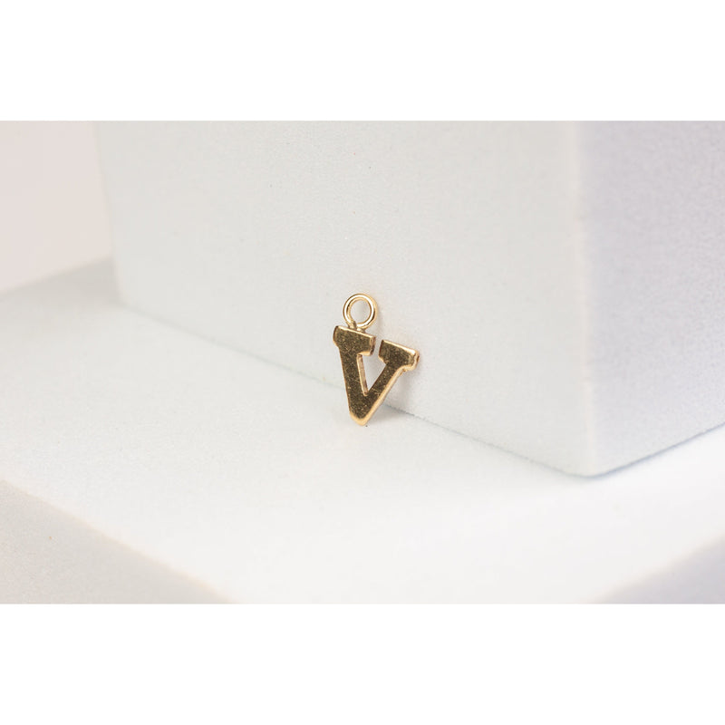 Load image into Gallery viewer, Yellow Gold  V  Letter  Gold Filled  charm
