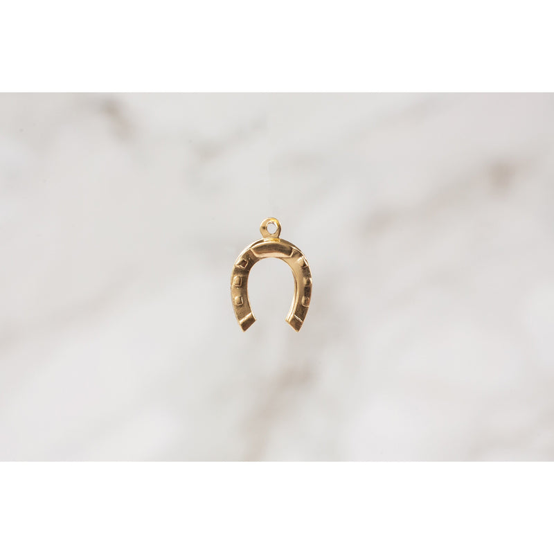 Load image into Gallery viewer, Yellow Gold  yellow  horseshoe  Gold Filled  Gold  charm permanent jewelry supplies
