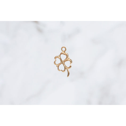 Yellow Gold  clover  Gold Filled  charm