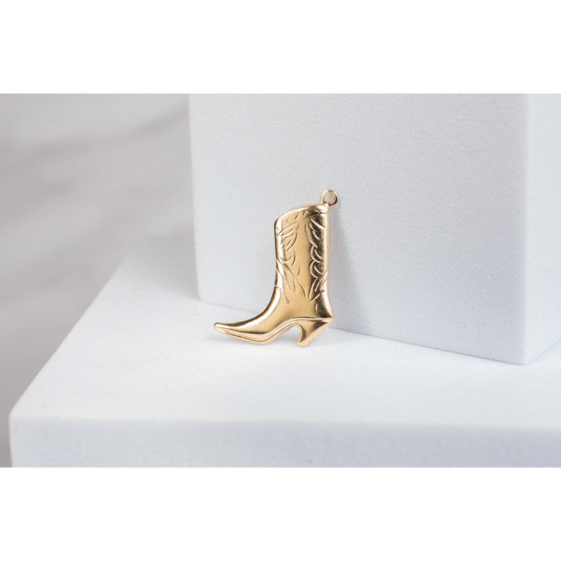 Load image into Gallery viewer, Yellow Gold  Gold Filled  Gold  cowboy boot  charm  boot
