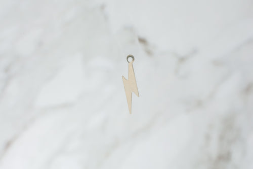 Flat Lightning Bolt Charm - Sterling Silver