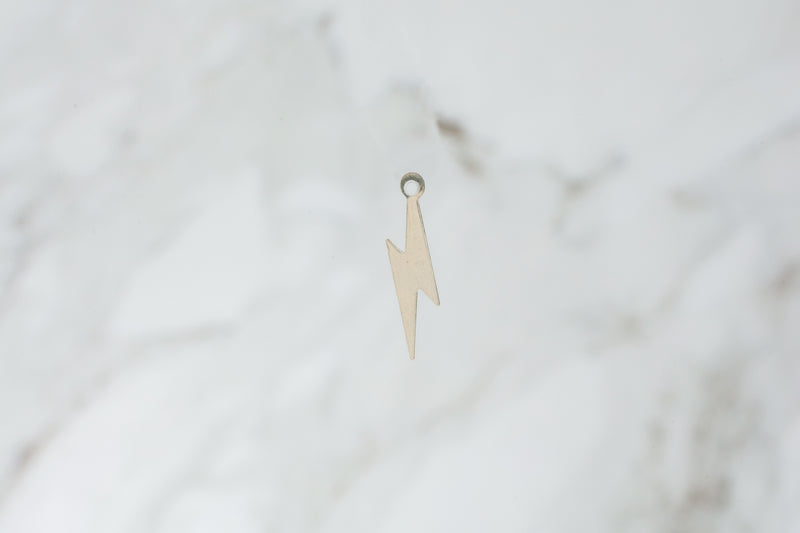 Load image into Gallery viewer, Flat Lightning Bolt Charm - Sterling Silver
