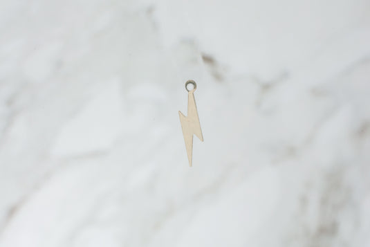 Flat Lightning Bolt Charm - Sterling Silver