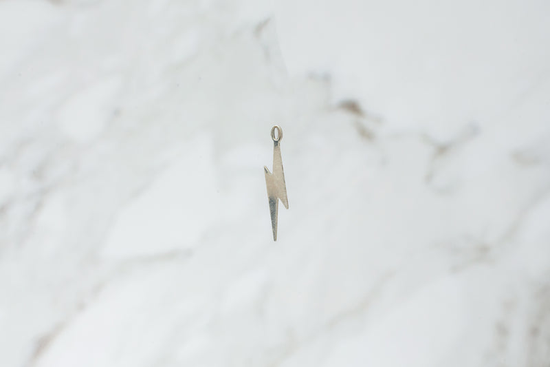 Load image into Gallery viewer, Flat Lightning Bolt Charm - Sterling Silver
