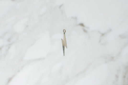 Flat Lightning Bolt Charm - Sterling Silver