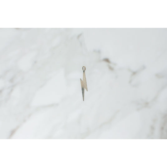 Flat Lightning Bolt Charm - Sterling Silver