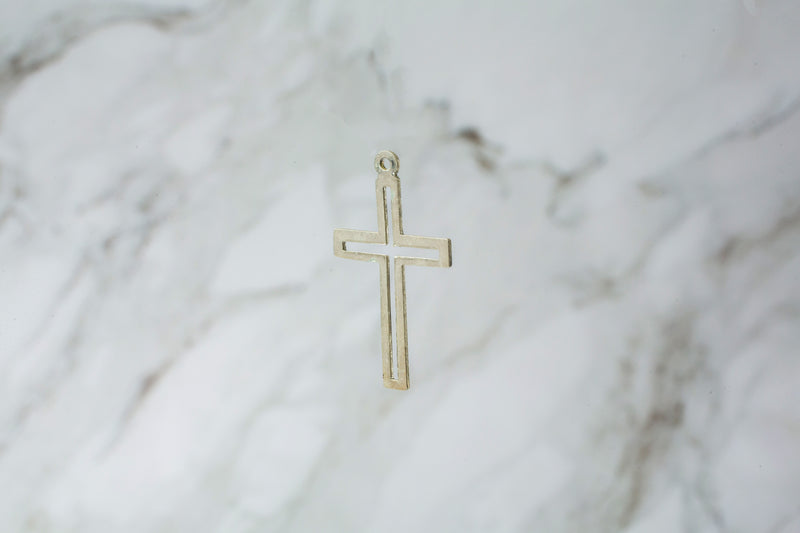 Load image into Gallery viewer, Cross Outline Charm - Sterling Silver
