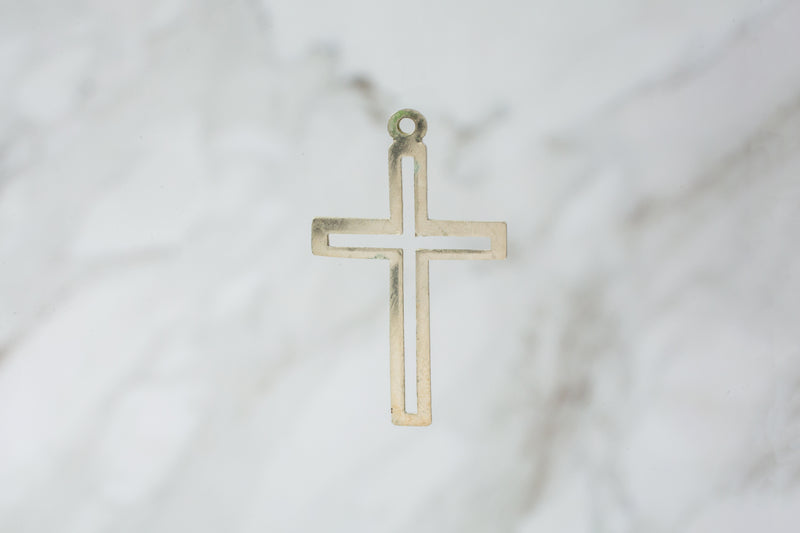 Load image into Gallery viewer, Cross Outline Charm - Sterling Silver
