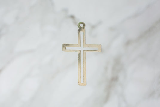 Cross Outline Charm - Sterling Silver