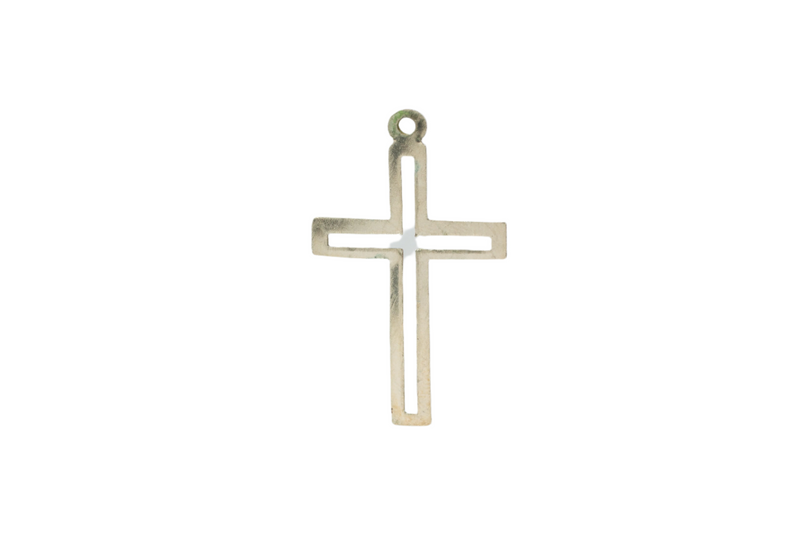 Load image into Gallery viewer, Cross Outline Charm - Sterling Silver
