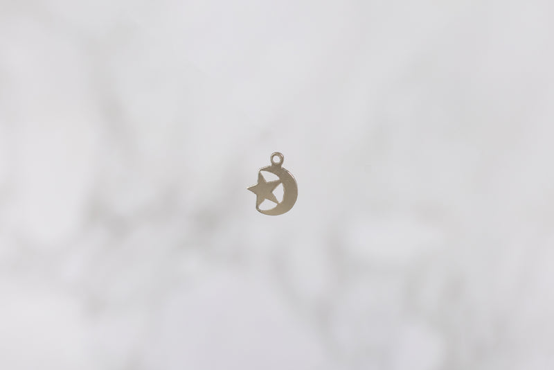 Load image into Gallery viewer, Moon Star Charm - Sterling Silver
