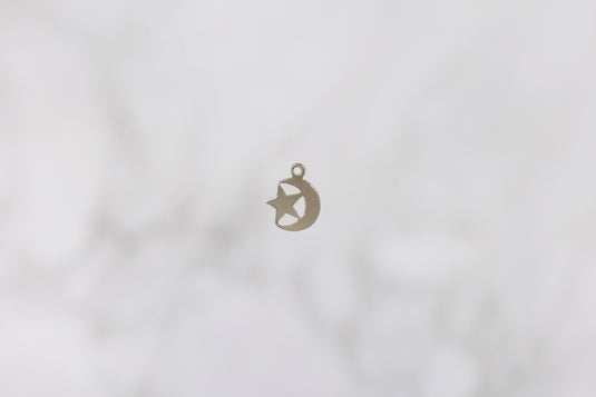 Moon Star Charm - Sterling Silver