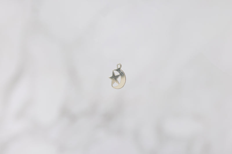 Load image into Gallery viewer, Moon Star Charm - Sterling Silver
