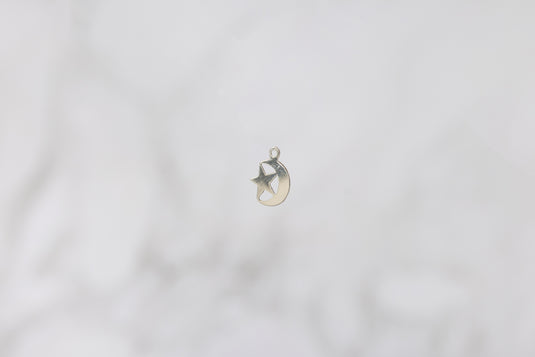 Moon Star Charm - Sterling Silver