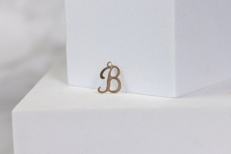 Load image into Gallery viewer, Sterling Silver White Cursive Script Style Letter Charm - B
