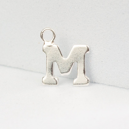 Block Style Letter Charm - Sterling Silver