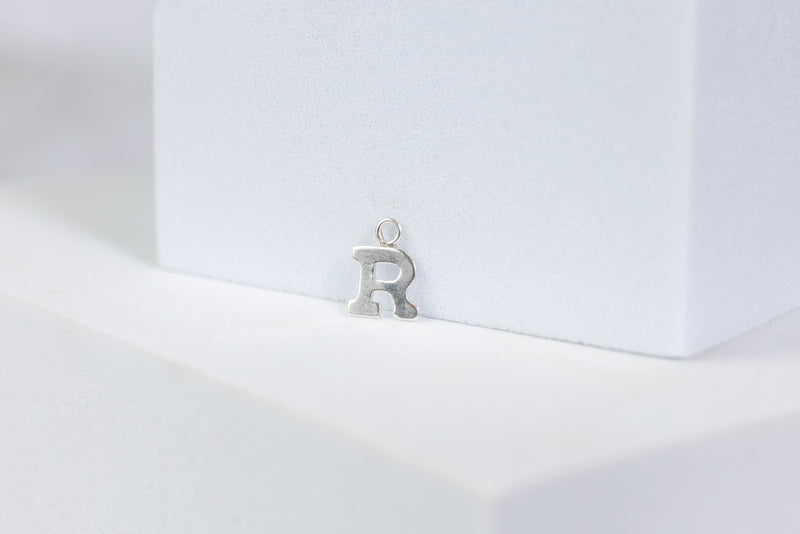 Load image into Gallery viewer, Sterling Silver White Block Style Letter Charm - R
