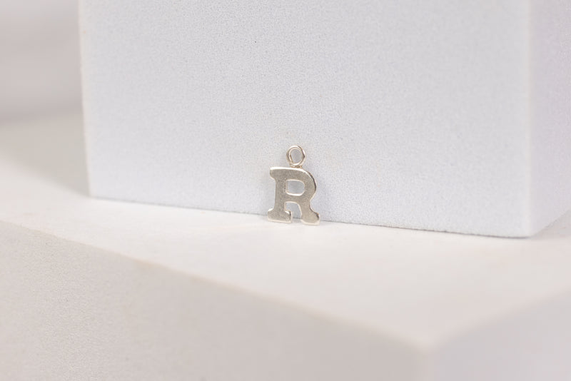 Load image into Gallery viewer, Sterling Silver White Block Style Letter Charm - R
