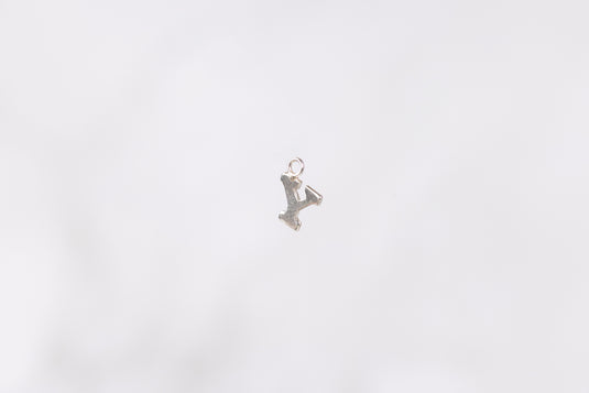 Sterling Silver White Block Style Letter Charm - Y