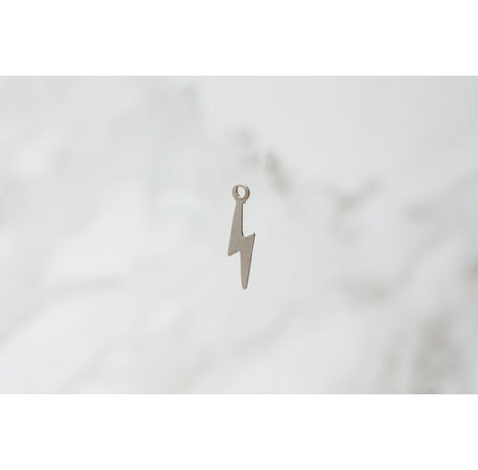 Lightning Bolt Charm - White 14K Gold