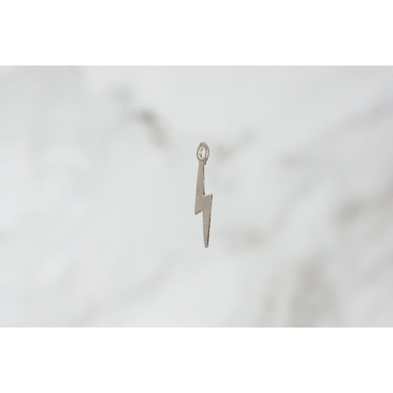 Load image into Gallery viewer, Lightning Bolt Charm - White 14K Gold
