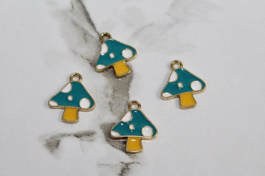 Blue Mushroom Charm - Gold Plated