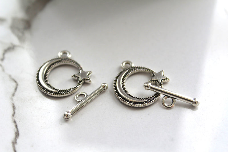 Load image into Gallery viewer, Moon Toggle Clasp - Silver Plated
