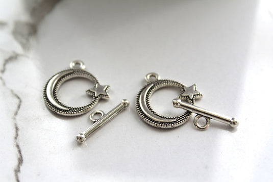 Moon Toggle Clasp - Silver Plated