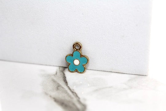 Load image into Gallery viewer, Blue Daisy Charm - Gold Plated
