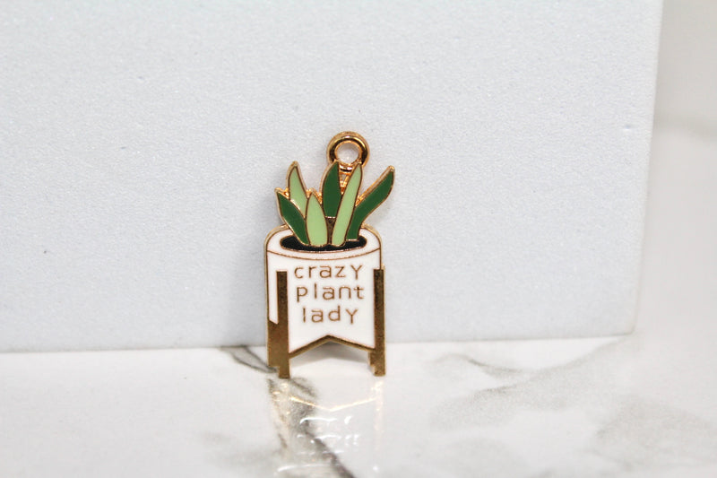 Load image into Gallery viewer, Crazy Plant Lady Succulent Charm - Gold Plated
