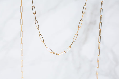  Yellow Gold  rectangular chain  rectangle  Paperclip link  paperclip  Gold Chain  14k gold chain  14k Gold  14k