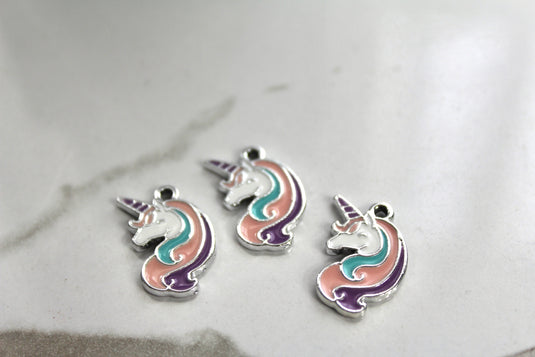 Unicorn Head Charm - Silver Plated