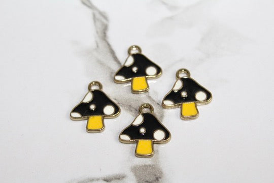 Load image into Gallery viewer, Black Mushroom Charm - Gold Plated
