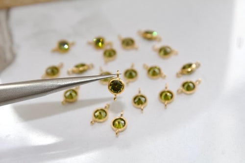 4mm CZ Sage Connector - 14K Gold Filled (Yellow)